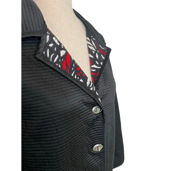 St John Sport Black Ribbed Blazer Jacket Size Small Contrast Cuff Classic - Picture 5 of 15